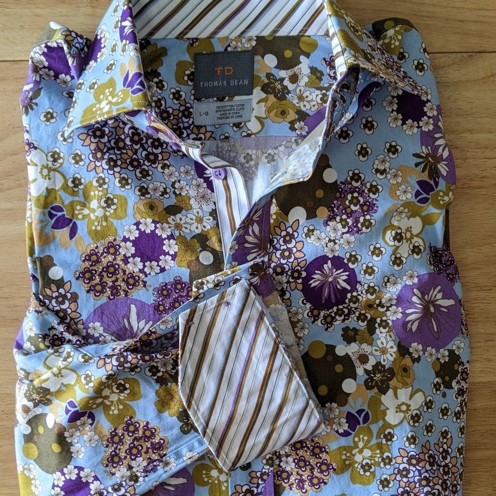 NWOT Thomas Dean Floral Print Sport Shirt